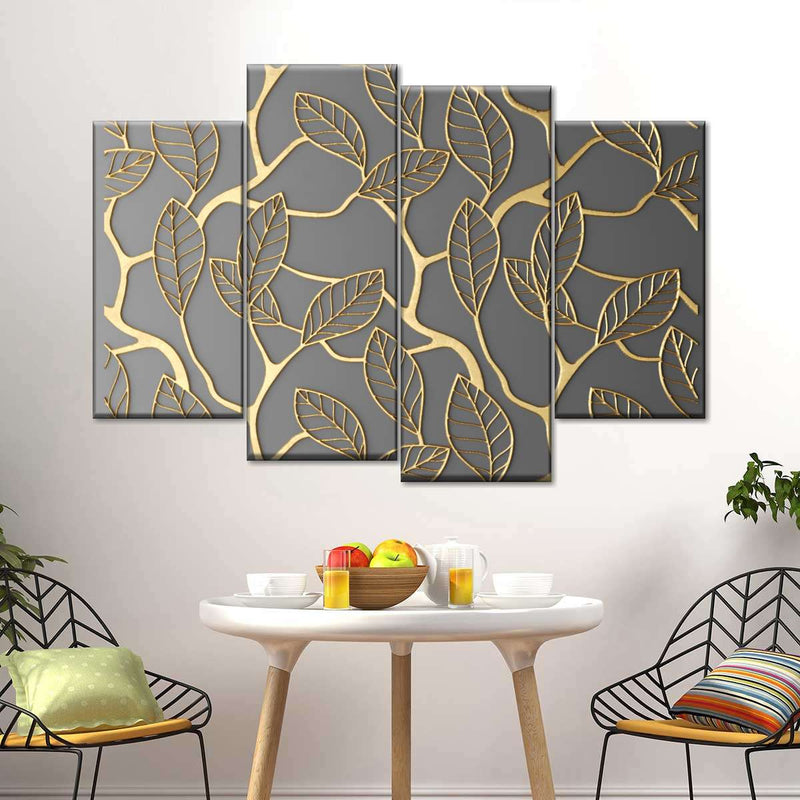 Gold Leaves Lattice Wall Art