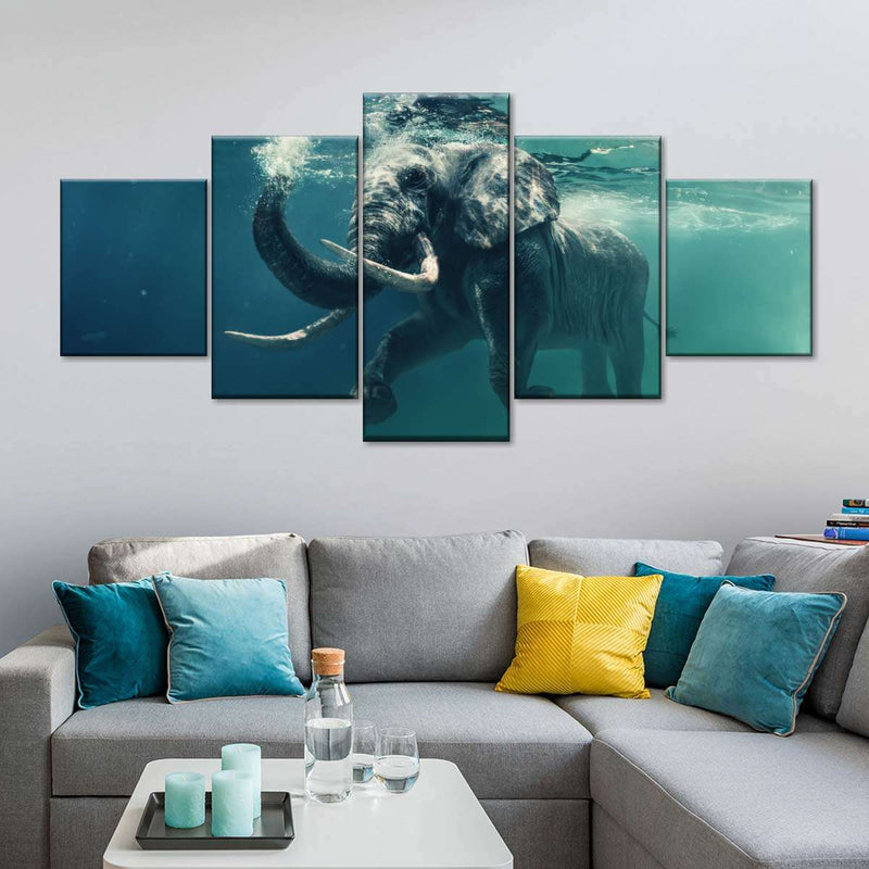 Swimming Elephant Wall Art