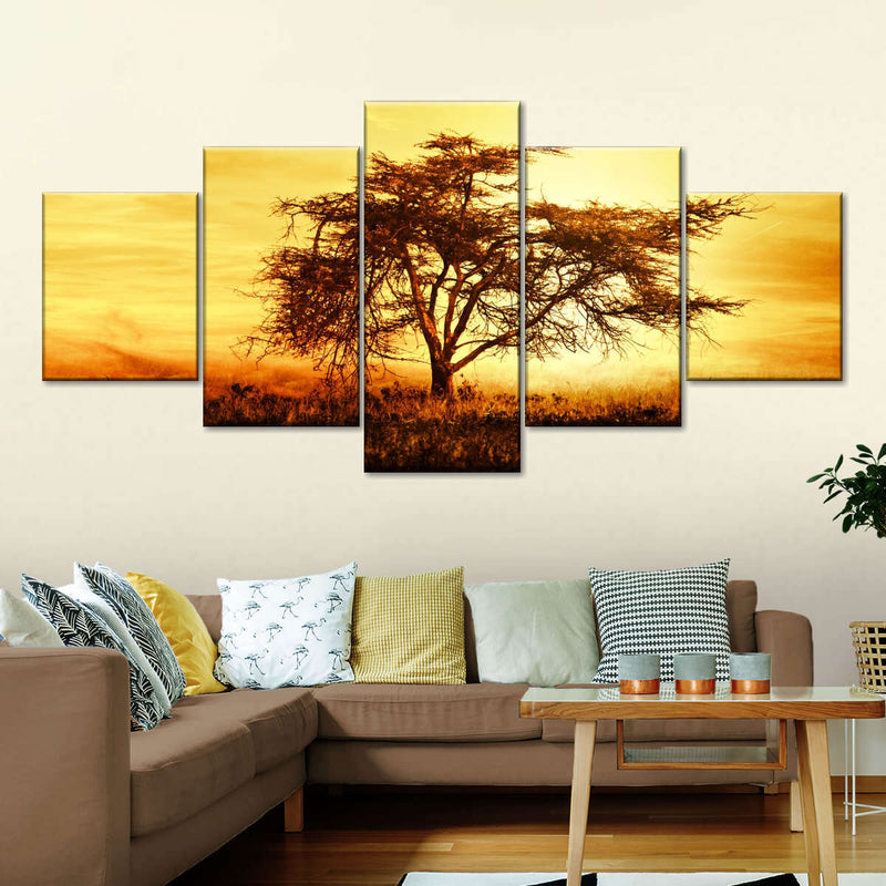 African Tree At Sunset Wall Art