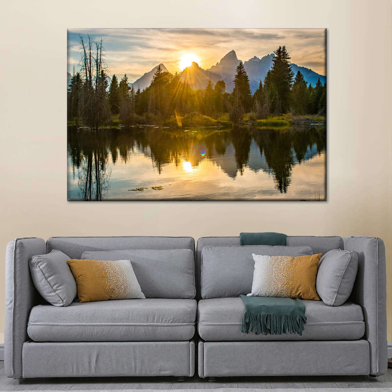 Grand Teton Dramatic Sunset Wall Art