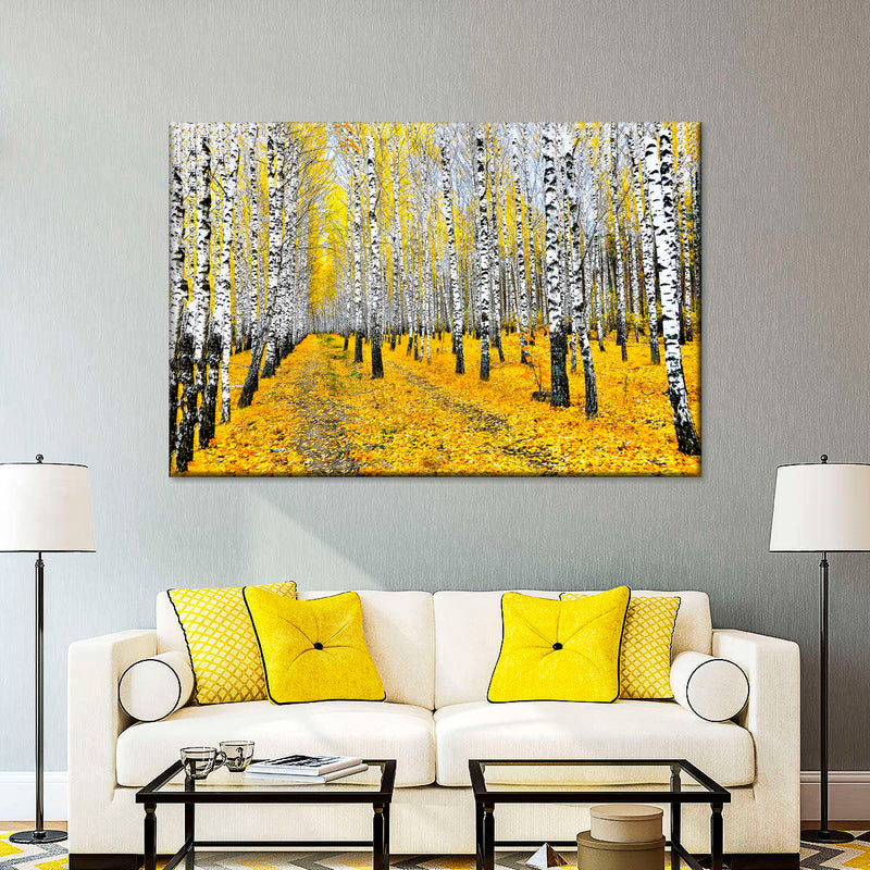 Autumn Birch Forest Trees Wall Art