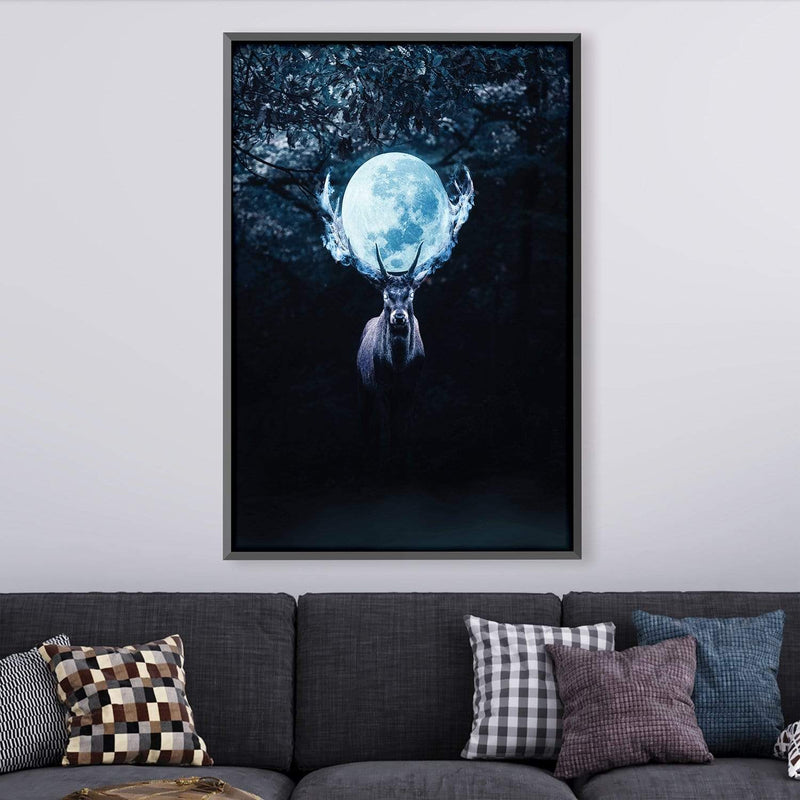 Mysterious Deer in Night Canvas