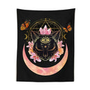 Mystic cat witch moon star wall hanging bedroom psychedelic tapestry by Decorbites