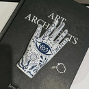 Mystic white & blue ceramic hand jewelry holder stand bedroom decor by Decorbites
