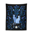 Mystical black and blue cat tapestry wall hanging bedroom decor by Decorbites