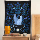 Mystical black and blue cat tapestry wall hanging bedroom decor by Decorbites