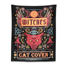 Mystical pink cat witchcraft tapestry bedroom wall decor by Decorbites