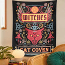 Mystical pink cat witchcraft tapestry bedroom wall decor by Decorbites