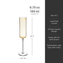 Laurel Crystal Champagne Flutes Set of 2 by Viski