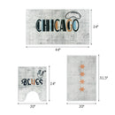 US States Chicago Design 3 Piece Bathroom Rugs Set |Ivory