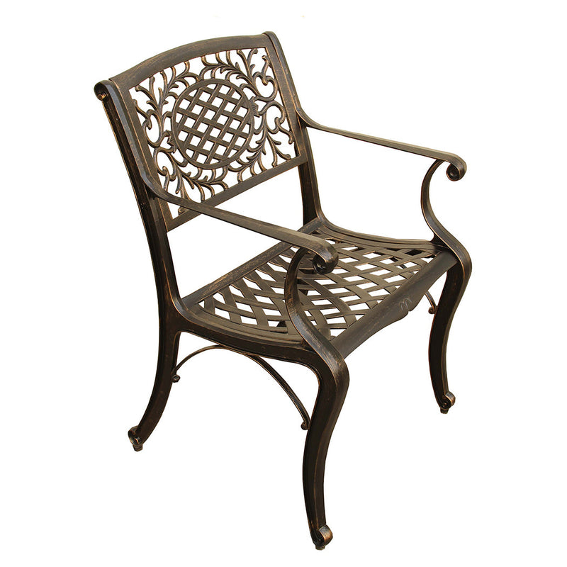 Outdoor Aluminum 7pc Round Patio Dining Set, Lazy Susan, Six Chairs