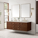 James Martin Amberly 72" Dual Mount Double Bathroom Vanity, Mid-Century Walnut