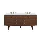 James Martin Amberly 72" Dual Mount Double Bathroom Vanity, Mid-Century Walnut