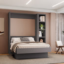 Easy-Lift Full Murphy Wall Bed in Dark Grey with Bookshelf
