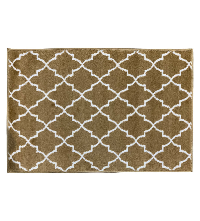 Sussex Home, Landing Rug, Slip Resistant Indoor Carpets Includes Adhesive Tape 2' x 3'-Trellisville Collection |Beige&White