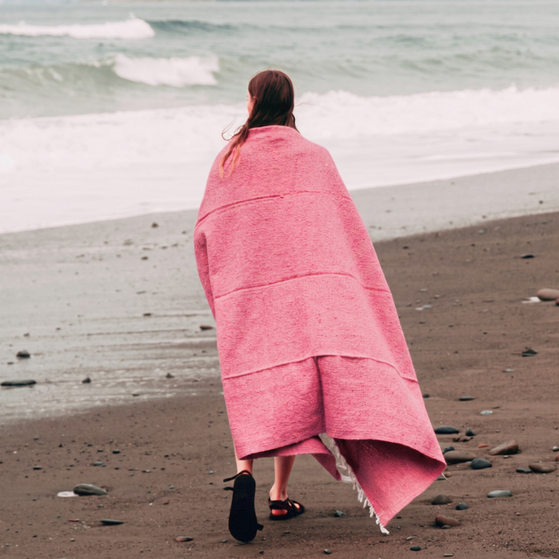 Solid Pink Mexican Blanket, photo 4 of 5