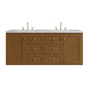 James Martin Laurent 60" Dual Mount Double Bathroom Vanity, Honey Oak