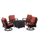 Black Aluminum Fire Table Set with Four Club Chairs