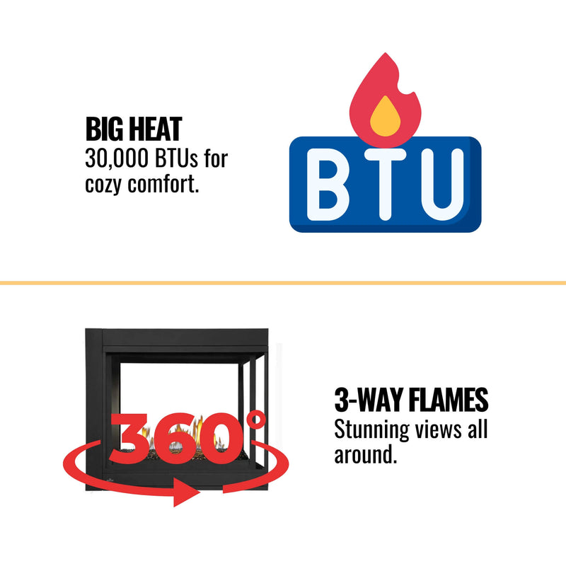 Napoleon Ascent Multi-View 3-Sided Glass Ember Bed Direct Vent Natural Gas Fireplace, 43" [BHD4PGN] (SAK62815)