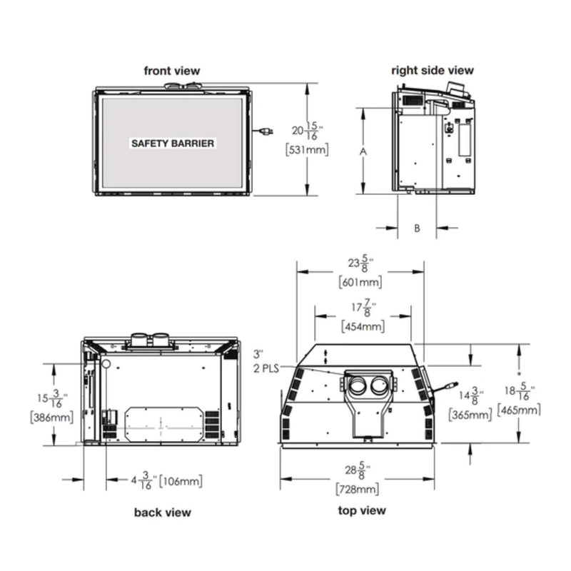 Napoleon Oakville 3 Direct Vent Natural Gas Fireplace Insert, 28" [GDI3N-1] (SAK25498)