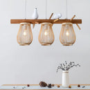 GobekUsa Dining Room Pendant – Beige Hanging Lamp with Bamboo Barrel Shade