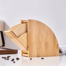 Natural bamboo coffee filter holder with filters kitchen storage by Decorbites