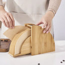 Natural bamboo coffee filter holder with filters kitchen storage by Decorbites
