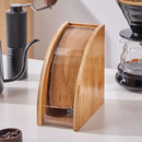 Natural bamboo coffee filter holder with filters kitchen storage by Decorbites