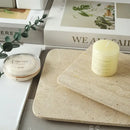 GobekUsa Beige Travertine Marble Plate for Pastry Cheese Dessert Coffee & Bathroom Essentials