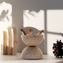 GobekUsa Beige Travertine Sphere Incense Burner - Natural Marble Stone Religious Ornament