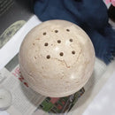 GobekUsa Beige Travertine Sphere Incense Burner - Natural Marble Stone Religious Ornament