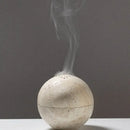 GobekUsa Beige Travertine Sphere Incense Burner - Natural Marble Stone Religious Ornament