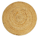 Natural Brown and Blue Jute Round Cylindrical Pouf