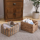 GobekUsa Woven Rattan Desktop Storage Basket Organizer