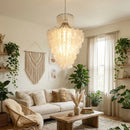 Natural Capiz Shell Tiered Chandelier