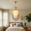 Natural Capiz Shell Tiered Chandelier