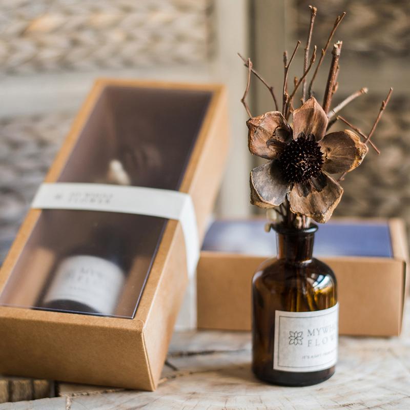 Natural Dried Flower Branches in Glass Bottle