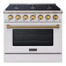 Akicon 36" Stainless Steel Range Hood with 600 CFM Insert & 6-Burner Gas Range Combo – Powerful Ventilation, Convection Oven, Multiple Finishes