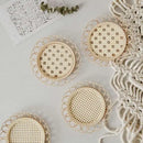 Natural lace bamboo woven coasters and storage basket set dining room by Decorbites