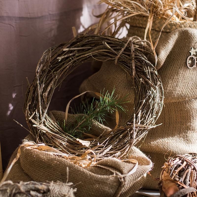 Fall Natural Rattan and Willow Wreath Christmas