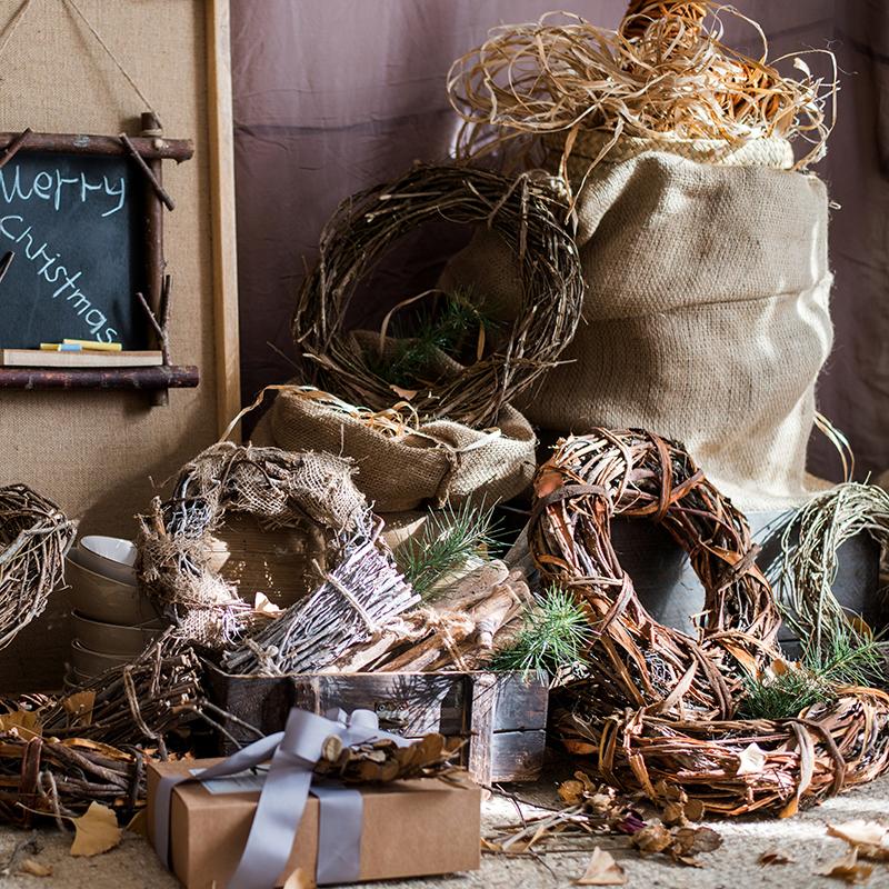 Fall Natural Rattan and Willow Wreath Christmas