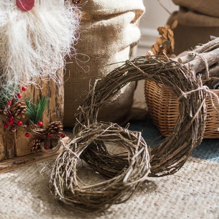 Fall Natural Rattan and Willow Wreath Christmas