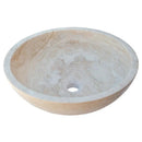 Beige Natural Travertine Stone Round Vessel Bathroom Sink 18 Inch Honed