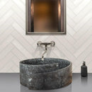 Handcrafted Black Marble Round Vessel Sink For Bathroom