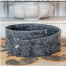 Handcrafted Black Marble Round Vessel Sink For Bathroom