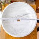 Calacatta White Marble Hand Carved Round Vessel Sink 19 Polished