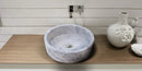 Natural Stone Tundra Grey Marble Round Polished Vessel Bathroom Sink 16.5 Inch
