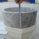 Natural Stone Tundra Grey Marble Round Polished Vessel Bathroom Sink 16.5 Inch