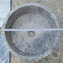 Natural Stone Tundra Grey Marble Round Polished Vessel Bathroom Sink 16.5 Inch