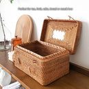 GobekUsa Handwoven Rattan Storage Box Tea Food Container with Handle
